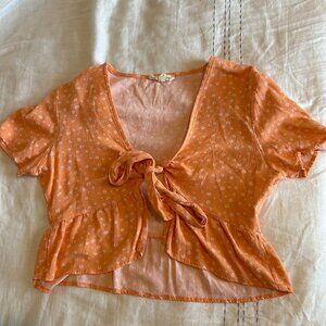 LA Hearts Orange Floral Tie-Front Crop Top - Never Worn